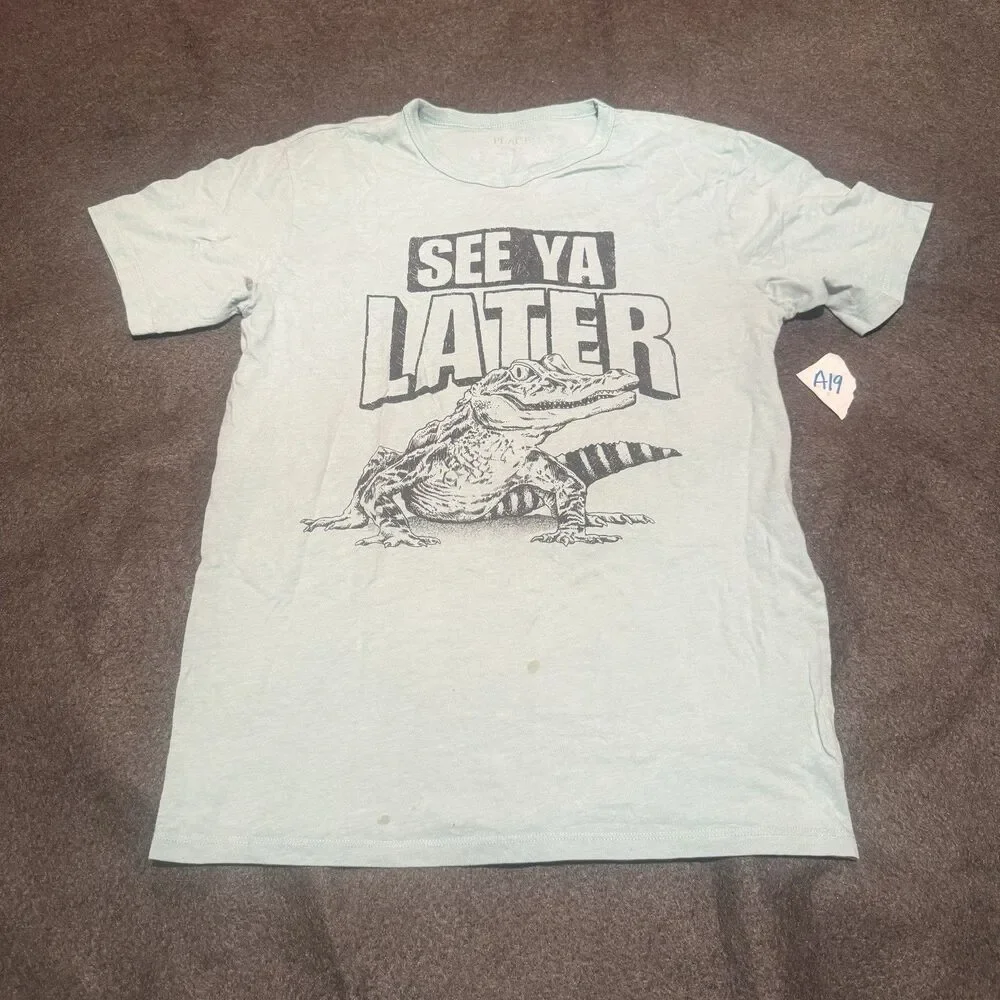 The Childrens Place Boys TShirt XXXL 16 Triple Extra Large Green Alligator